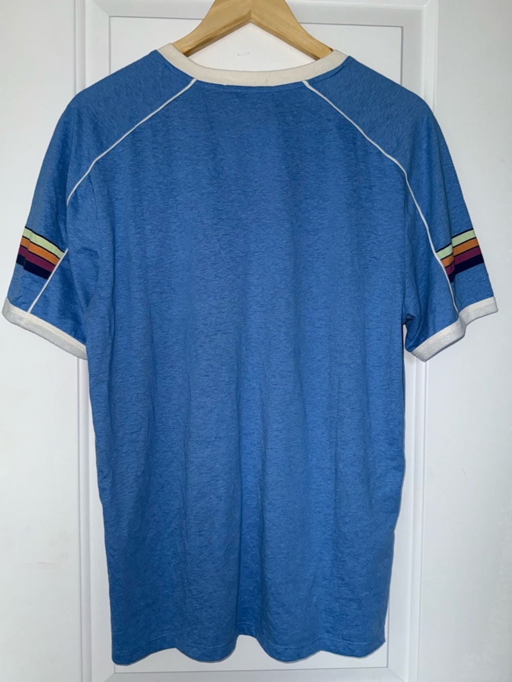 Marine Layer Re-Spun Varsity V-Neck Tee in Marina Blue - NWT - Picture 4 of 8